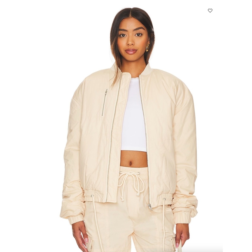 Lovers Friends x Lindsi Lane Revolve NWT Wren Zip Bomber Jacket Macadamia S